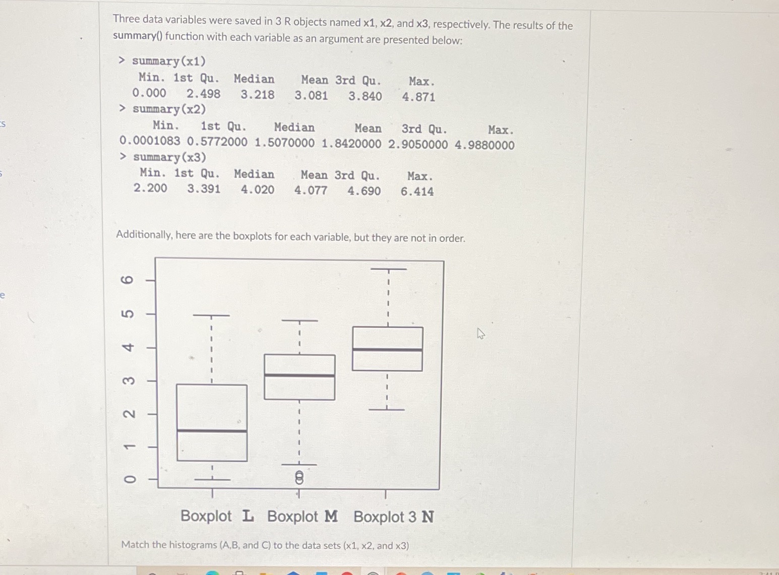  Three data variables were saved in 3 R objects named x1,
