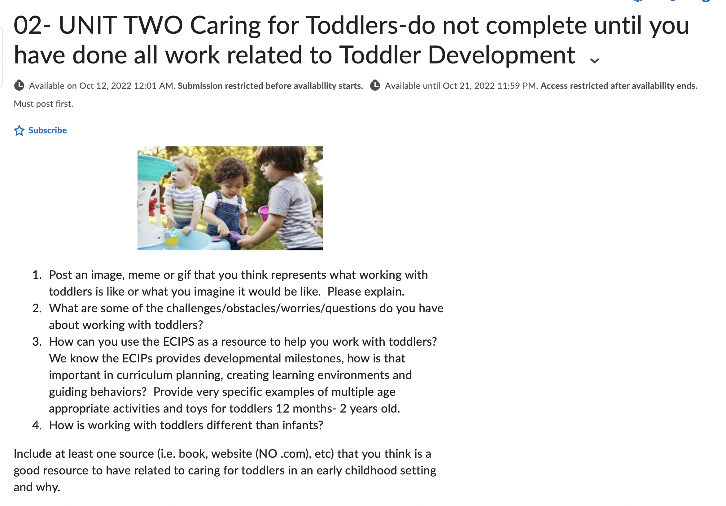  v v 02- UNIT TWO Caring for Toddlers-do not complete until