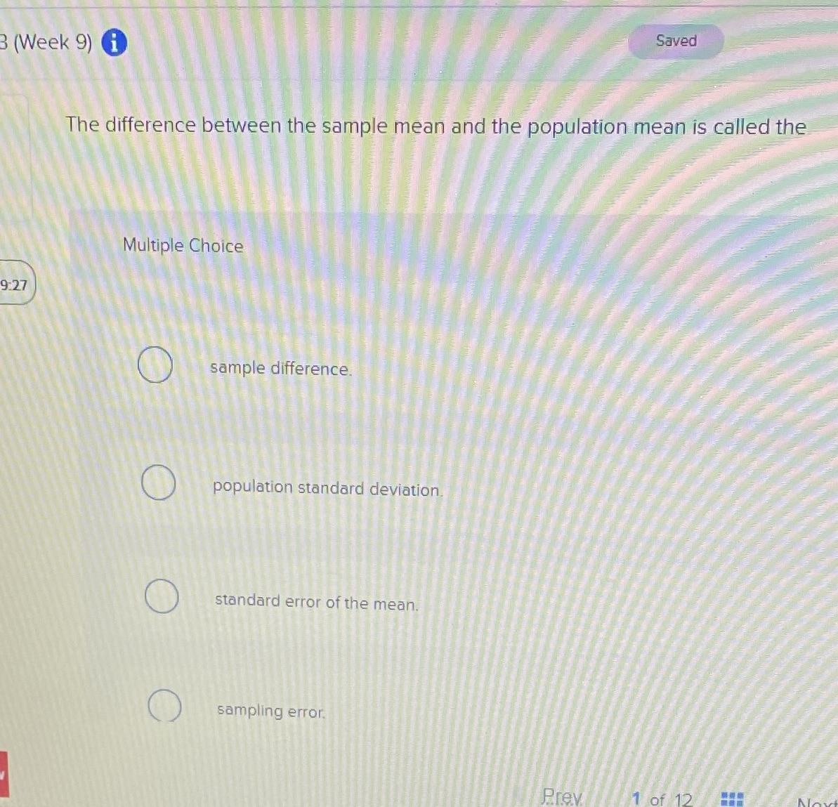 (Week 9) i Saved The difference between the sample mean and