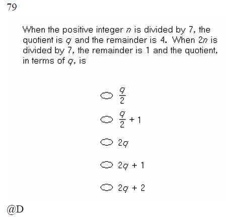 Why the answer is D? 79 When the positive integer > is