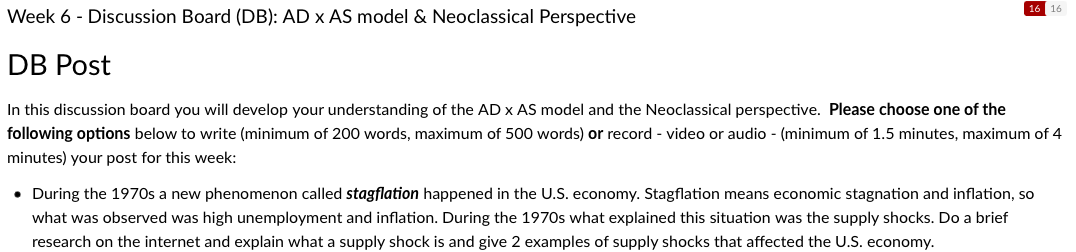 Week 6 - Discussion Board (DB): AD x AS model &