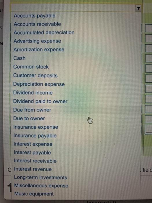 then complete statement by computing net income. (Exclude any accounts with a