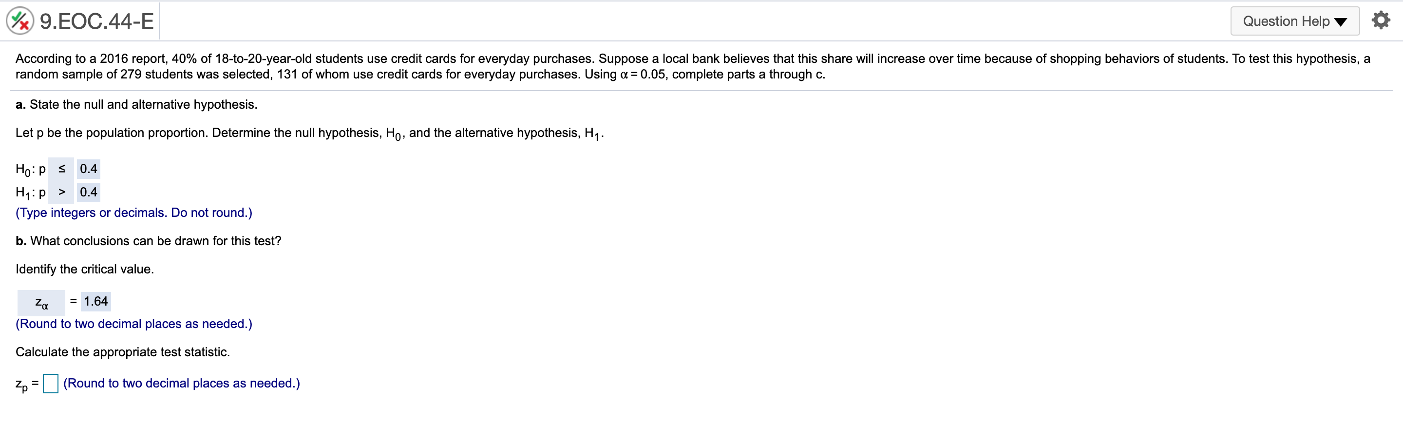 only do the blank ones 9..EOC44-E Question Helpv at According to a