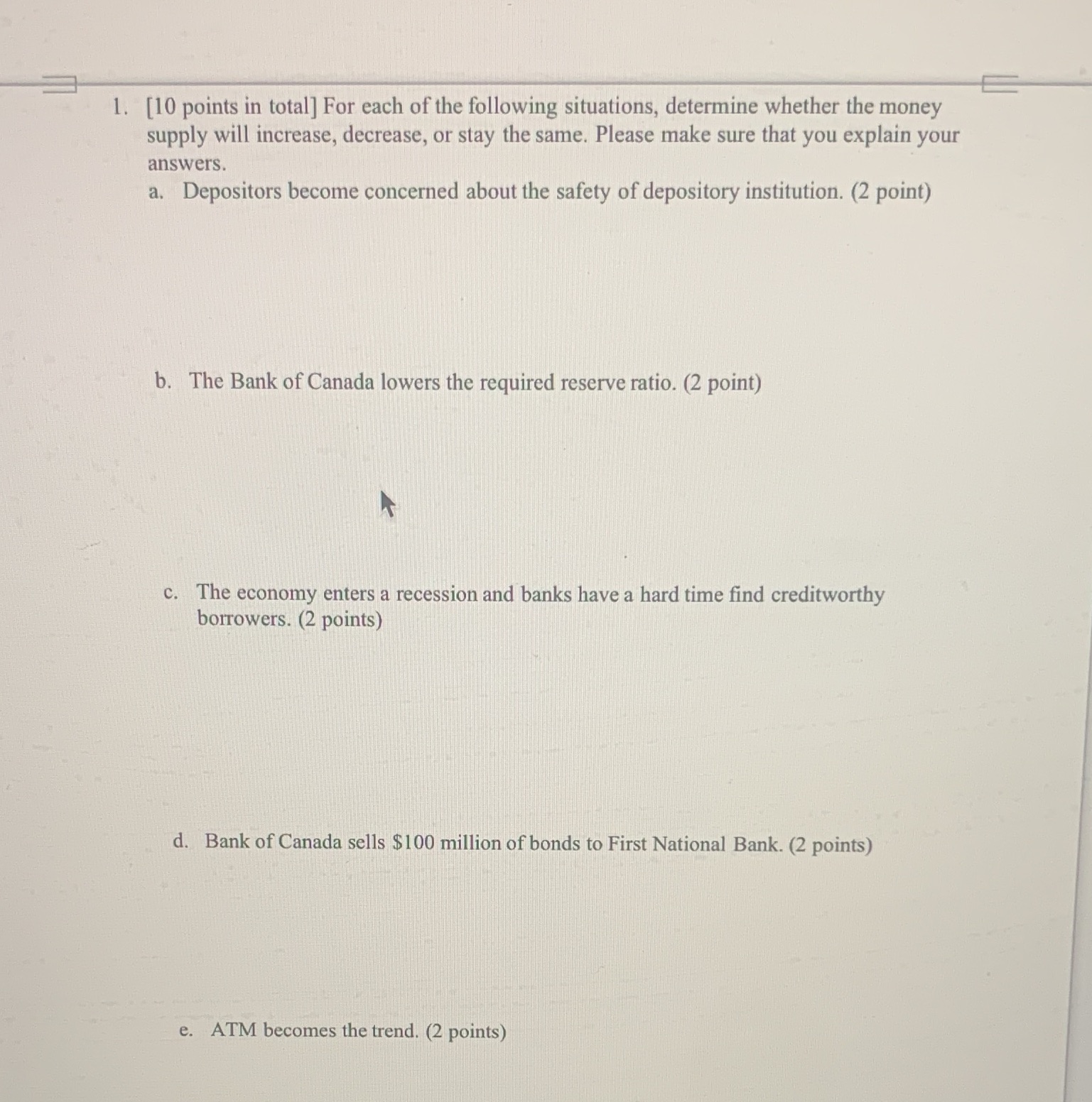 please help me to solve a to e with explanation. 1. [10