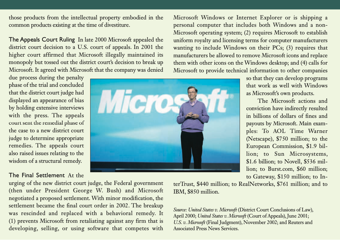 the Most Significant the Sherman Act occurred because Microsoft used anticompetitive Monopoly