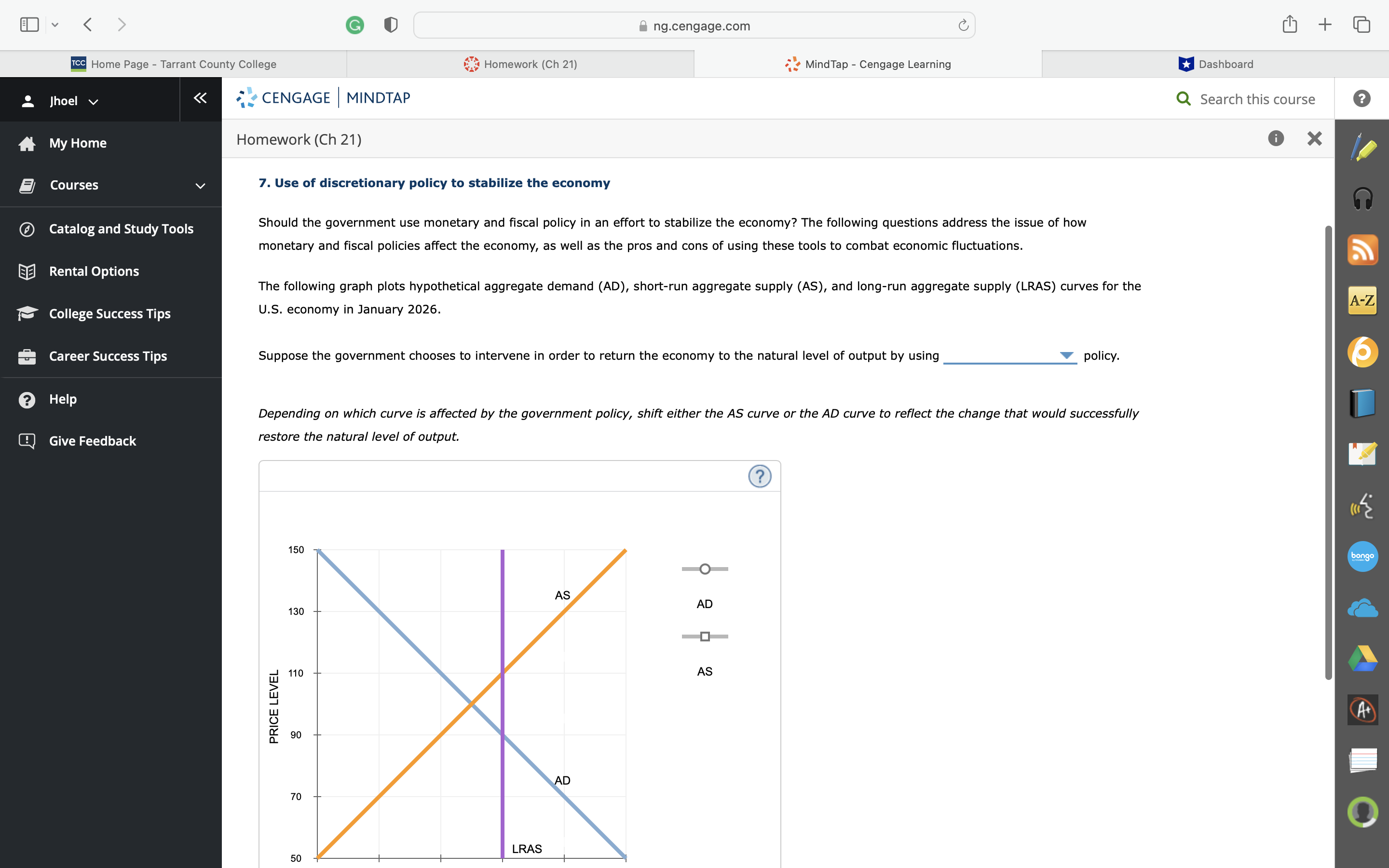 Jhoel v K G ng.cengage.com C + cc Home Page - Tarrant