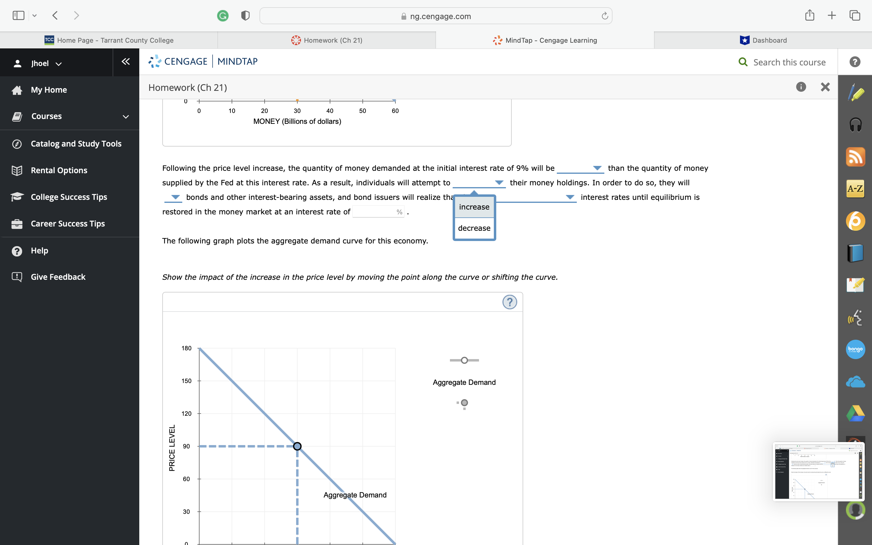 Homework (Ch 21) MindTap - Cengage Learning Dashboard Jhoel v K G