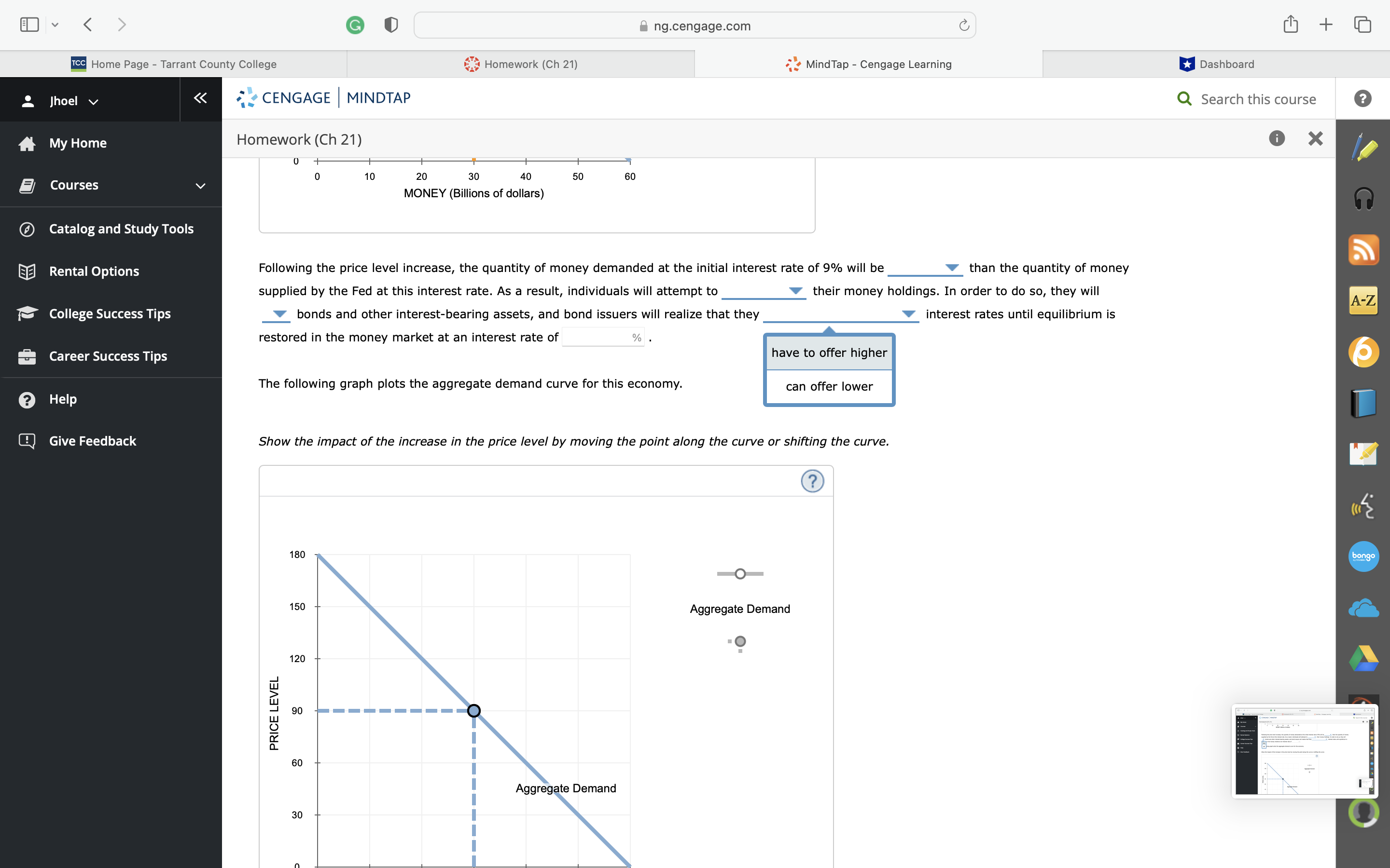 21) MindTap - Cengage Learning Dashboard Jhoel v K G ng.cengage.com C