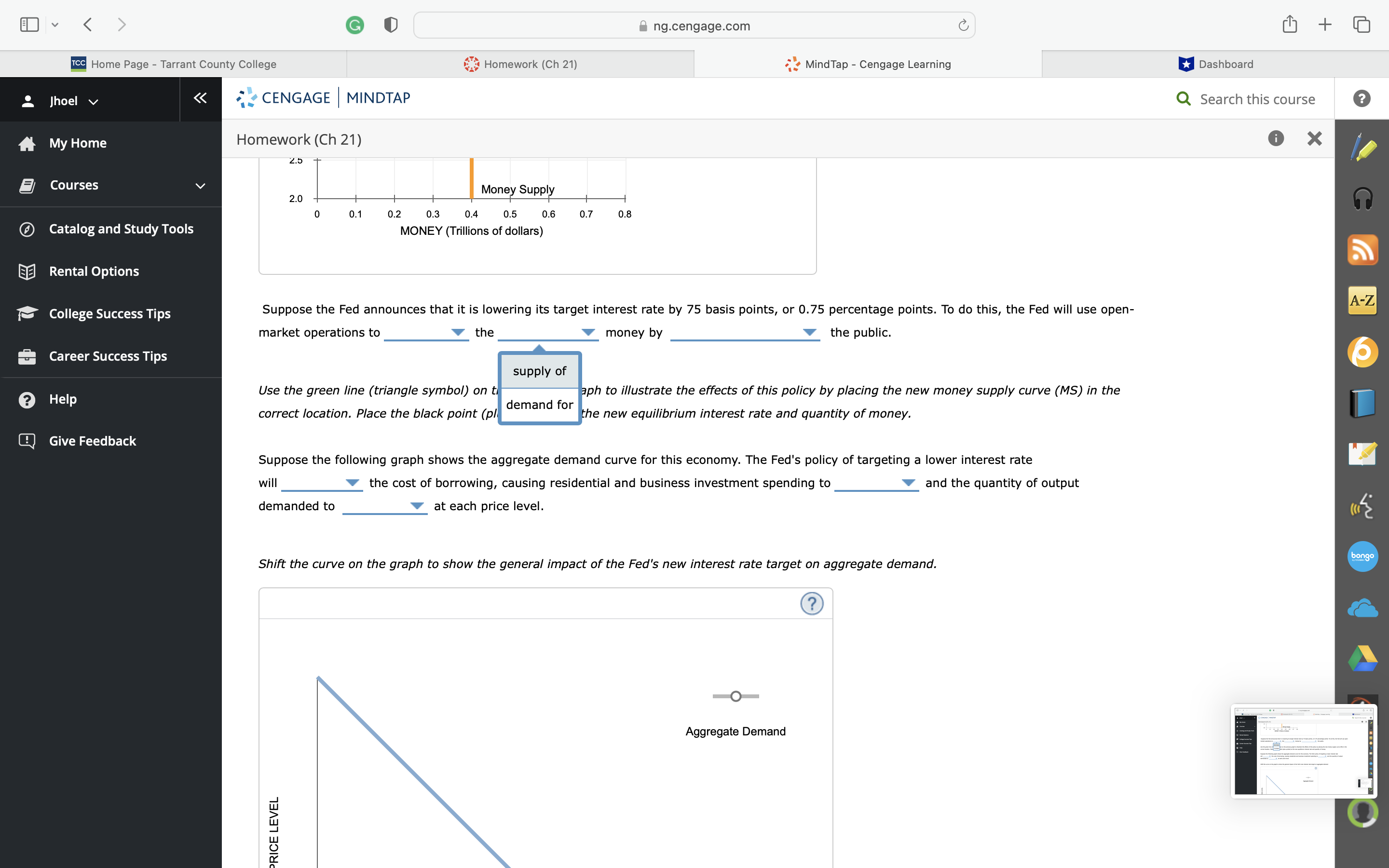 Tarrant County College Homework (Ch 21) MindTap - Cengage Learning Dashboard Jhoel