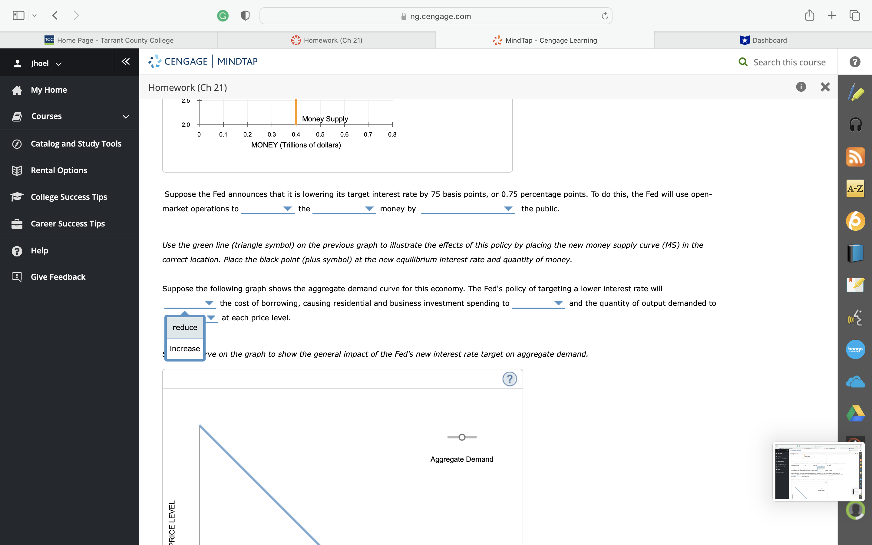 College Homework (Ch 21) Mind Tap - Cengage Learning Dashboard Jhoel v