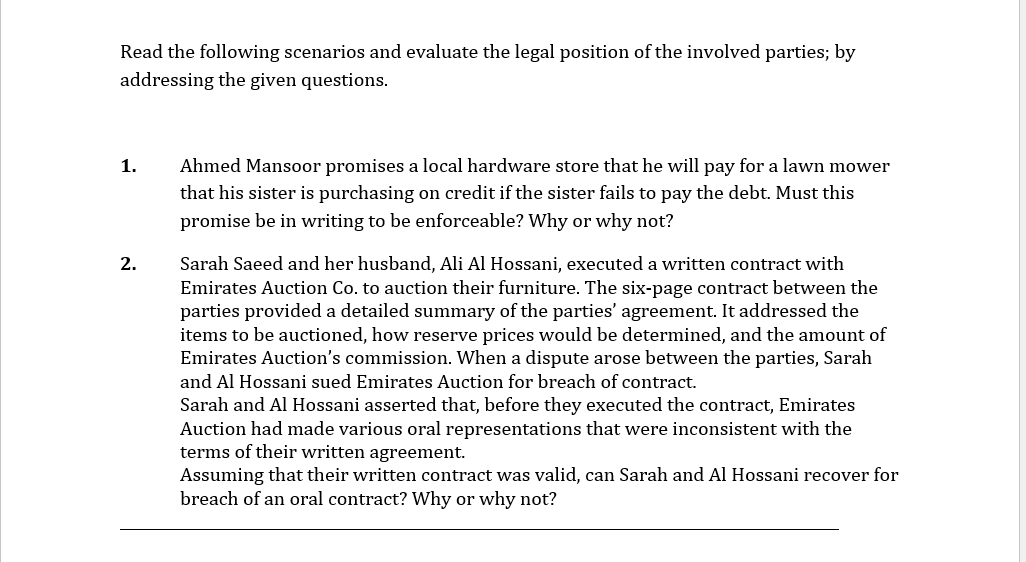 Please solve these two scenarios.Note that in the second scenario, it is