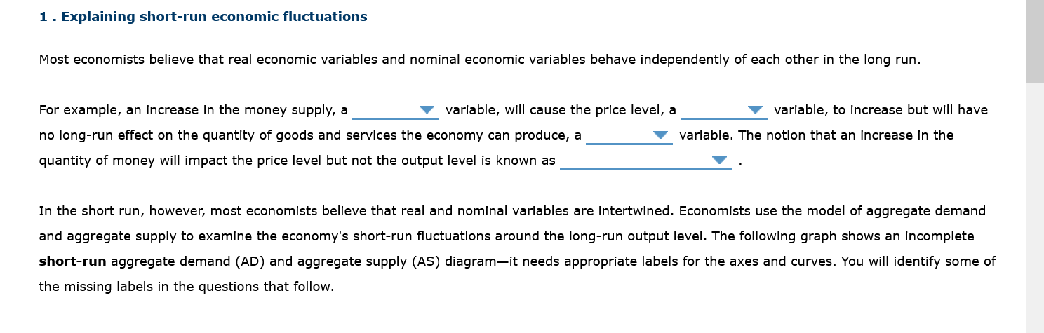 graph shows the aggregate demand (AD) curve in a hypothetical economy. At