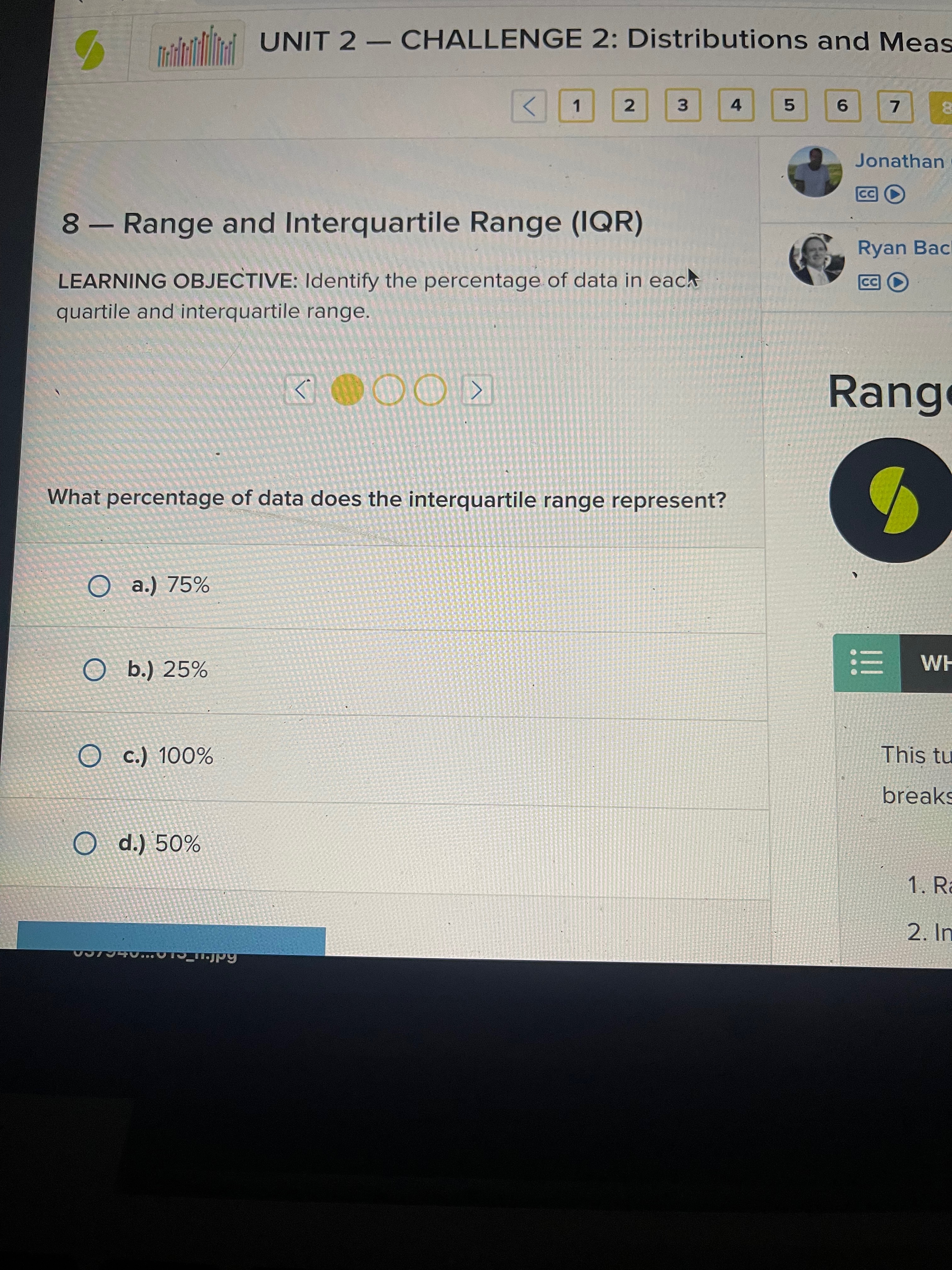 UNIT 2 - CHALLENGE 2: Distributions and Meas 1 2 3