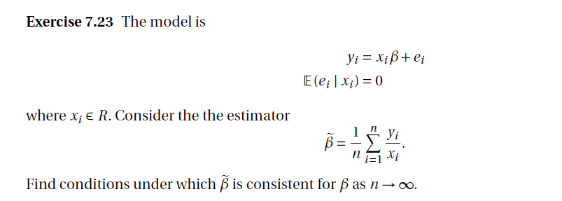 I will attach my question. Exercise 7.23 The model is yI :