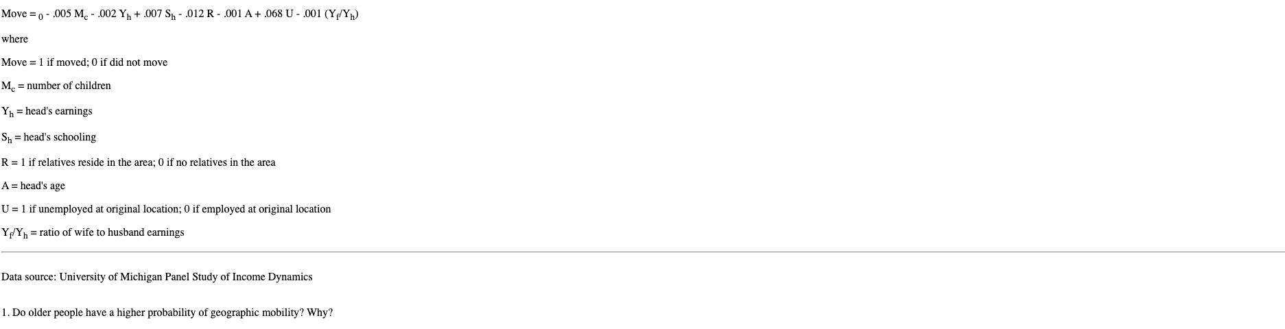  Move = 0 - .005 Mc - .002 Yh + .007