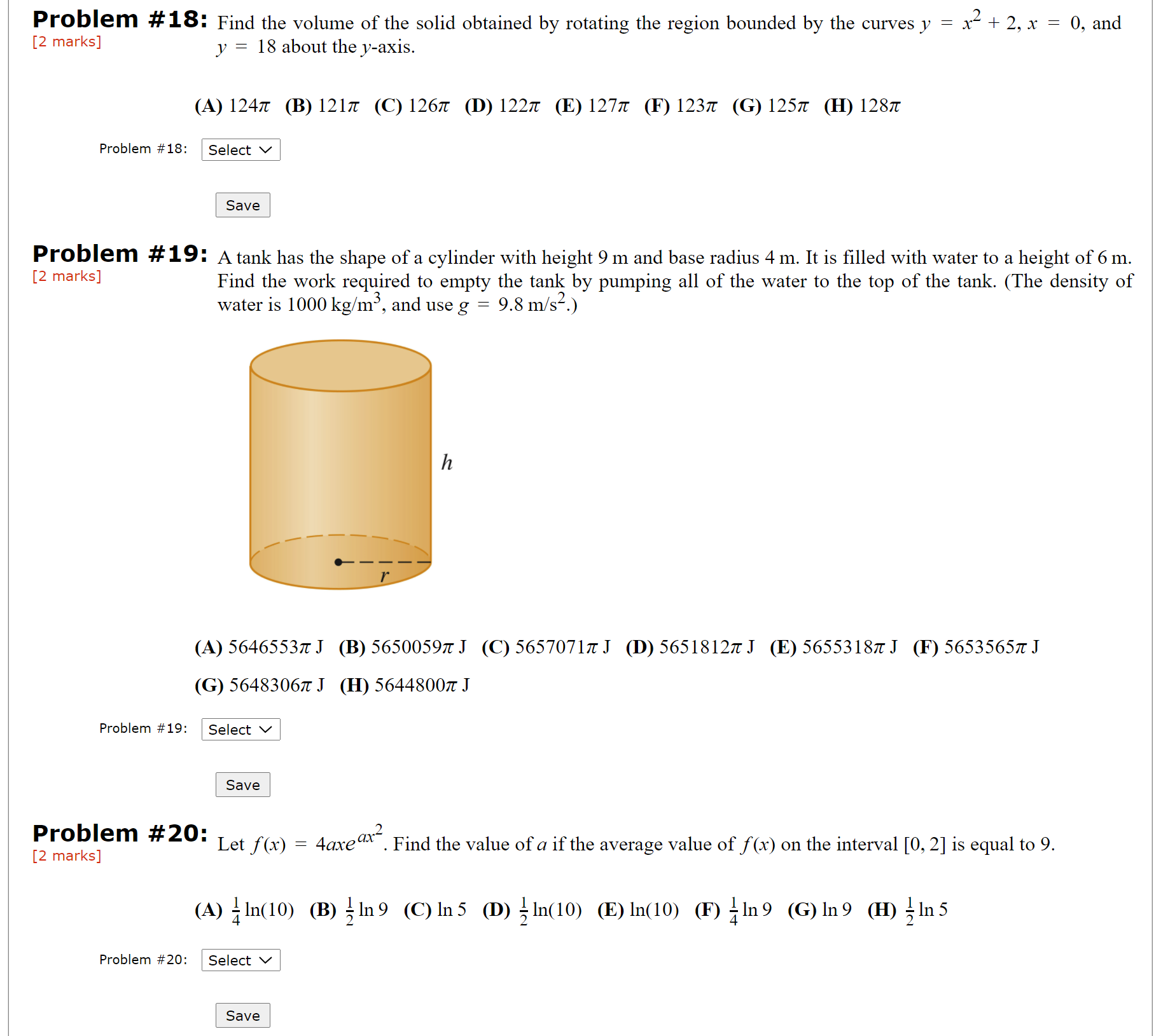 Problem #18: Find the volume of the solid obtained by rotating