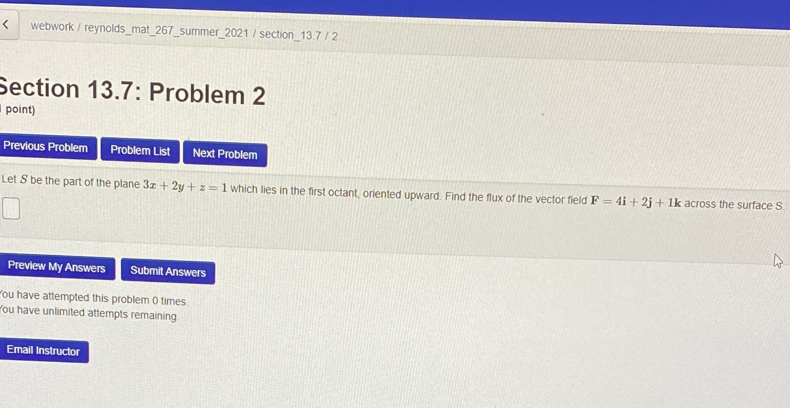 webwork / reynolds_mat_267_summer_2021 / section 13.7 / 2 Section 13.7: Problem