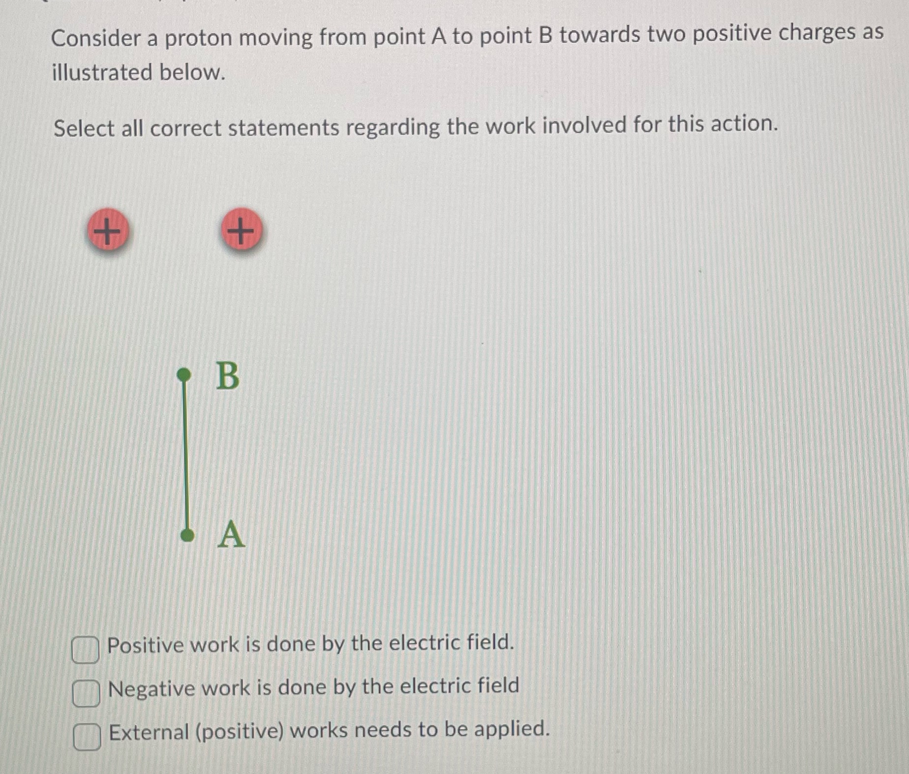  Consider a proton moving from point A to point B towards