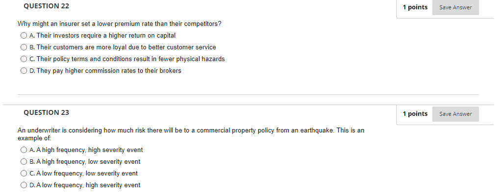 The insurance company in the above question is now considering four different