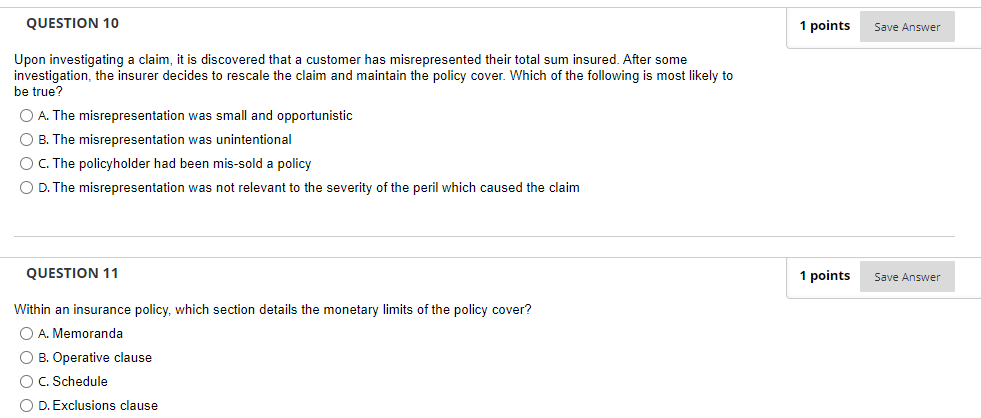 excess 550kQUESTION 24 1 points Save Answer An underwriter is considering terms