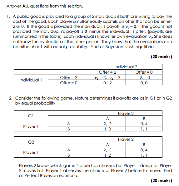  Answer ALL questions from this section. 1. A public good is