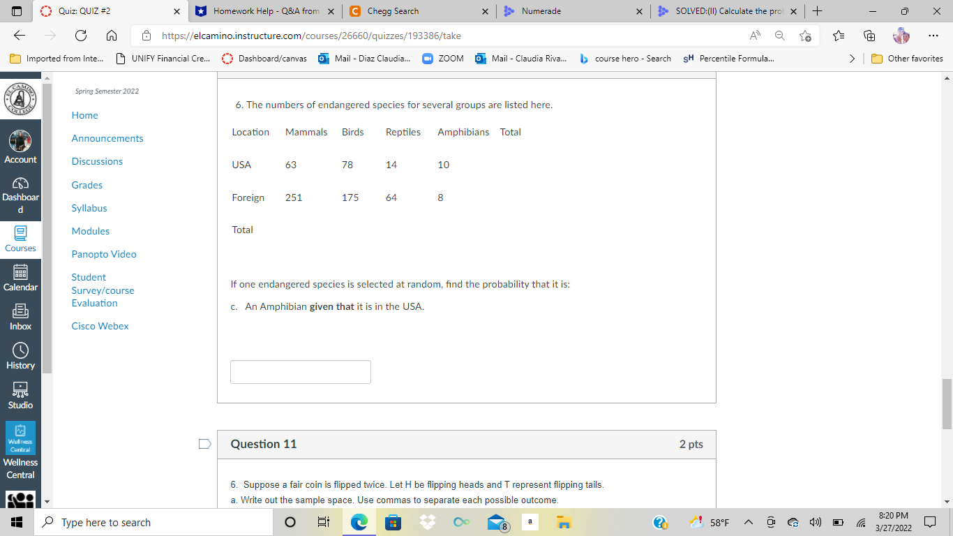 (Quiz: QUIZ #2 X Homework Help - Q&A from x C