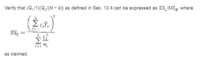 stat and prob:- Verify that (Q,/1)(Q,/(N - k)) as defined in Sec.