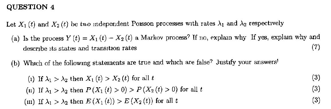 PROBABILITY AND STOCHASTIC PROCESS QUESTION 4 Let X1 (t) and X2 (t)