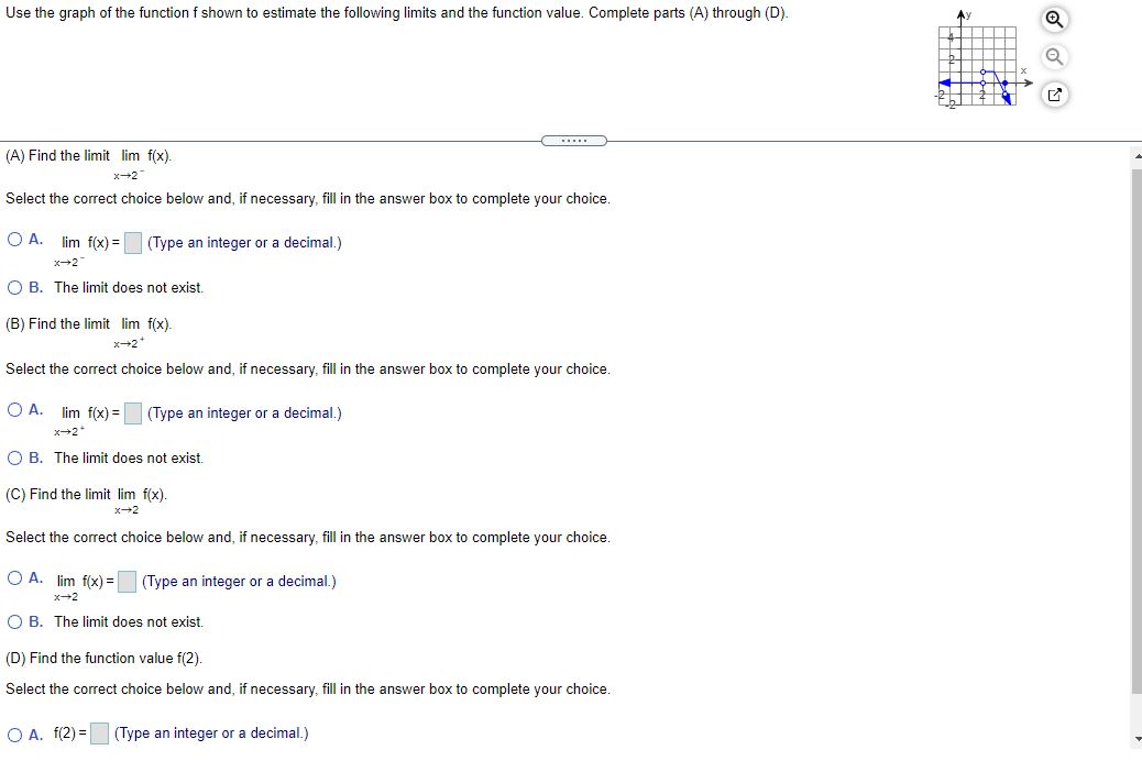 Find the limit Use the graph of the function f shown to