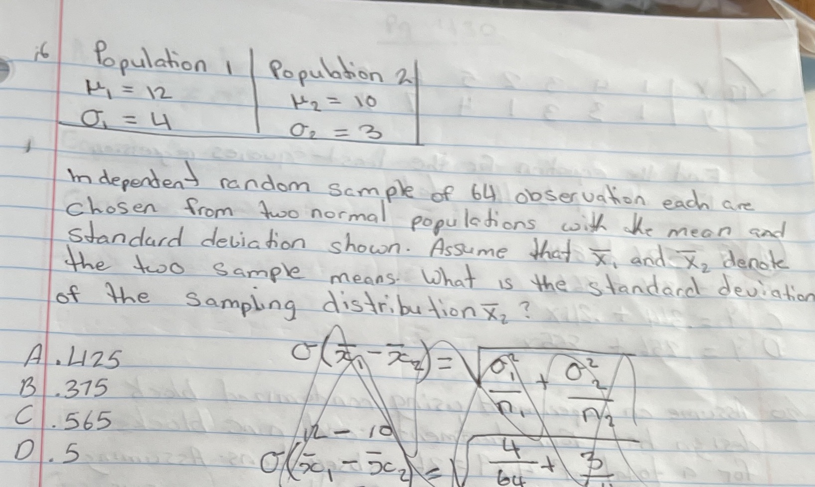 Population 1 / Population 2 1 = 12 1 2 =