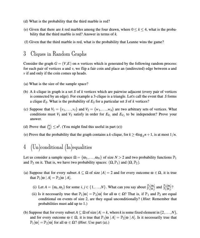  (d) What is the probability that the third marble is red?