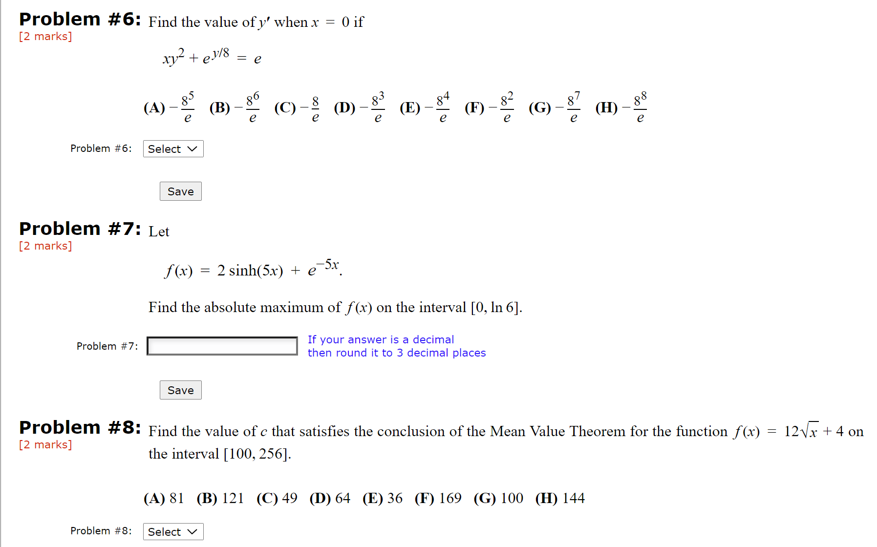  Problem #6: Find the value of y' when x = 0