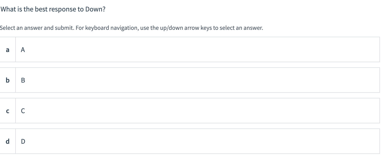 3,2 5,1 4,0 Down 1,4 2,2 2,3 3,2What is the best response