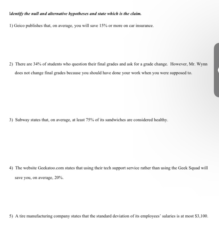 Identify the null and alternative hypotheses and state which is the