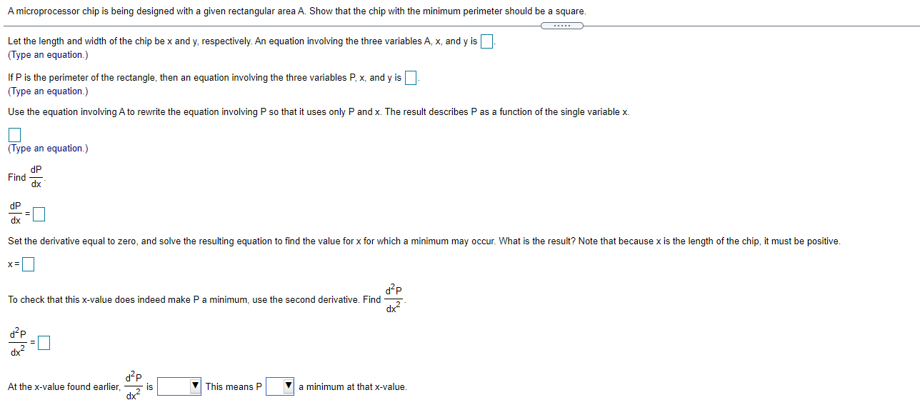  A microprocessor chip is being designed with a given rectangular area