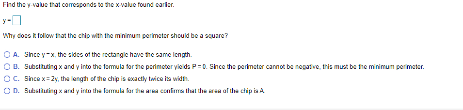 A. Show that the chip with the minimum perimeter should be a