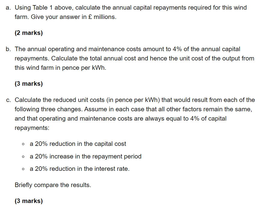 capital cost of 270 million. Assume both items of data are to