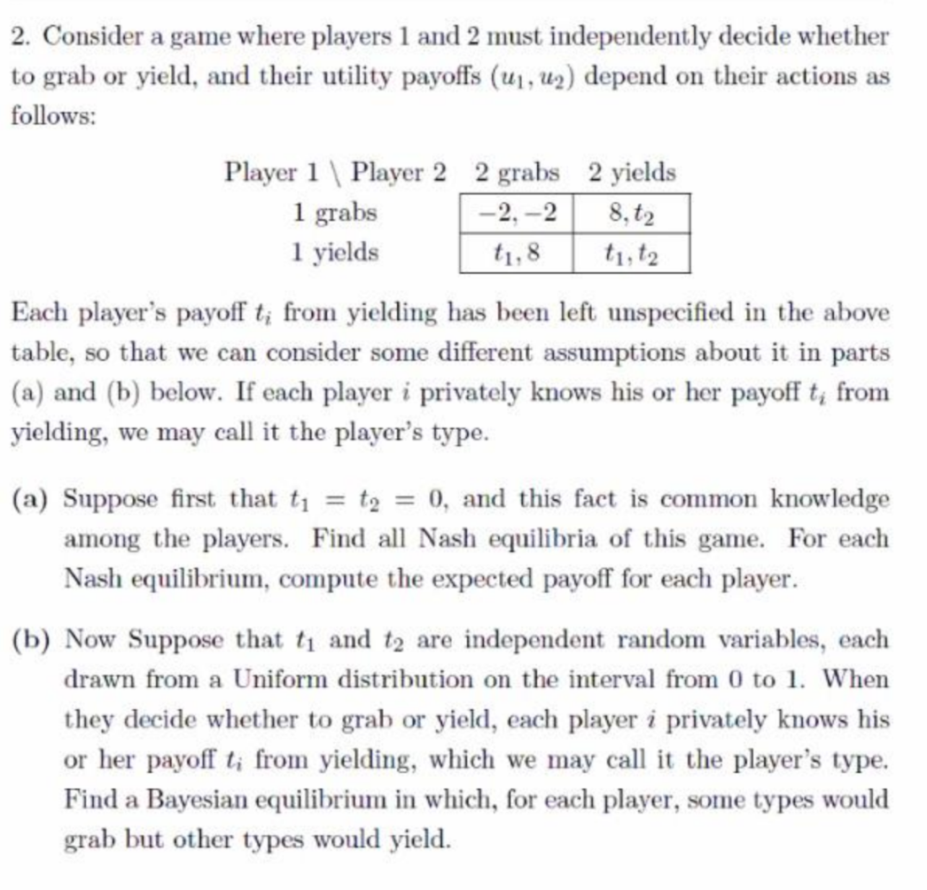 Please help with Qa 2. Consider a game where players 1 and