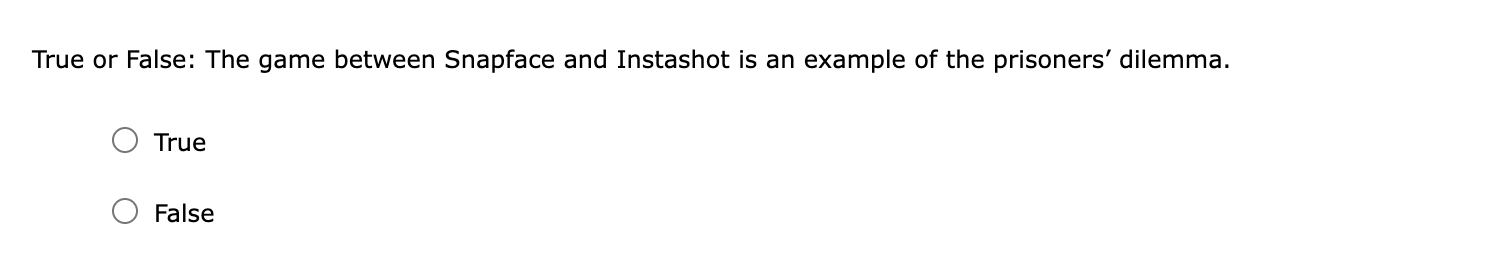 that Snapface and Instashot are the only two firms in a hypothetical