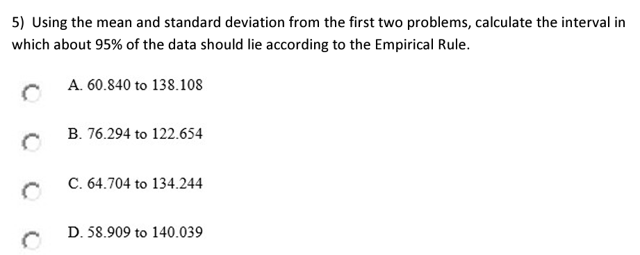  5) Using the mean and standard deviation from the first two