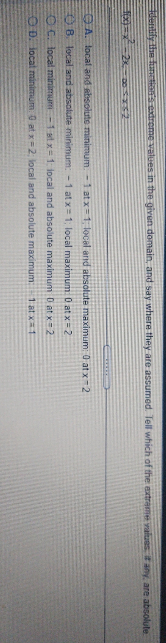 thak you will rate. Identify the function's extreme values in the given