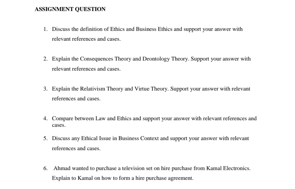 I need some references for this question ASSIGNMENT QUESTION 1. Discuss the