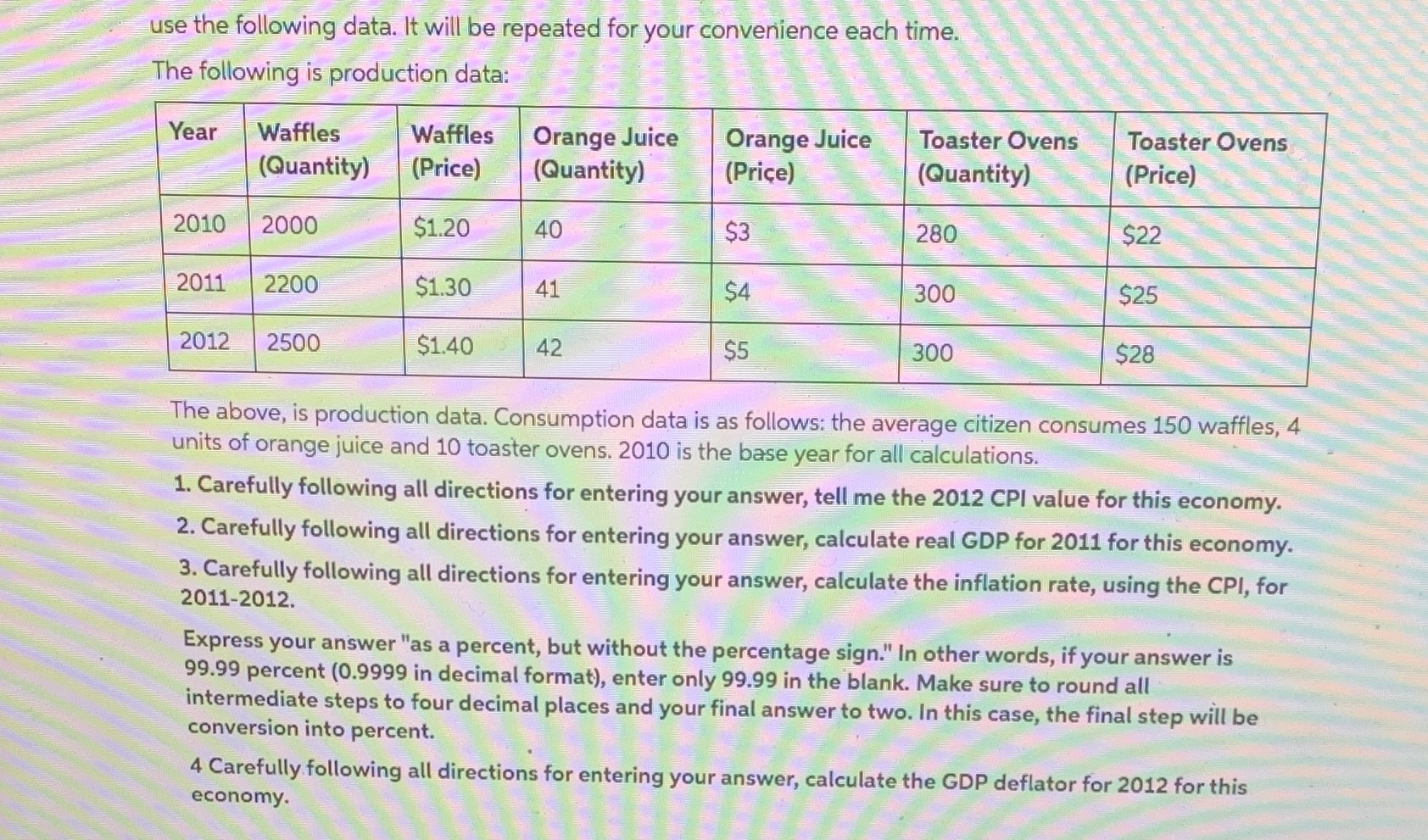 use the following data. It will be repeated for your convenience