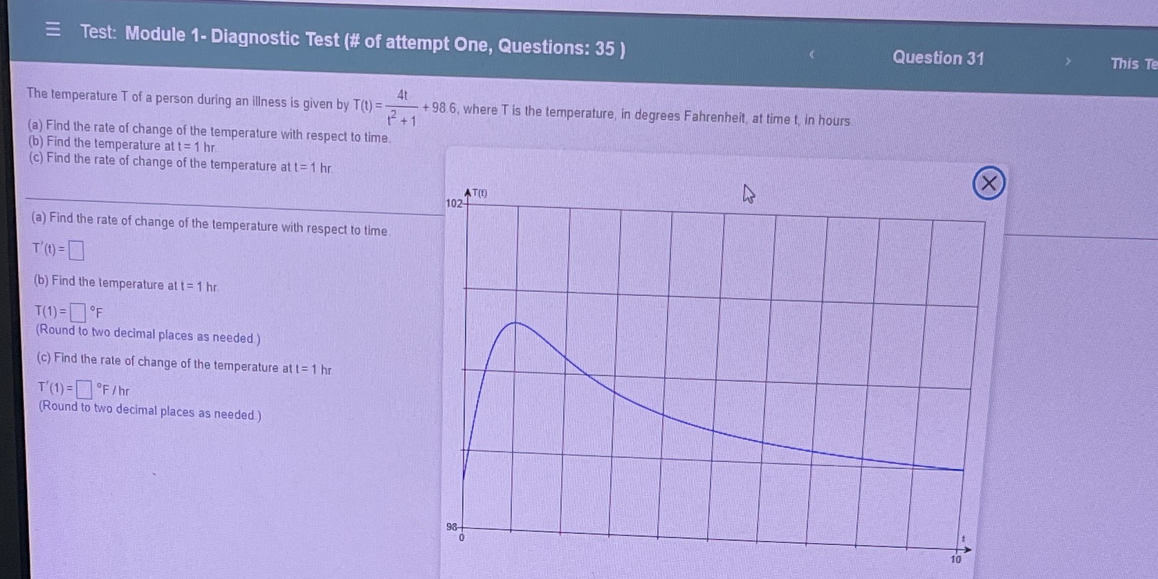 Question 31 = Test: Module 1- Diagnostic Test (# of attempt One,