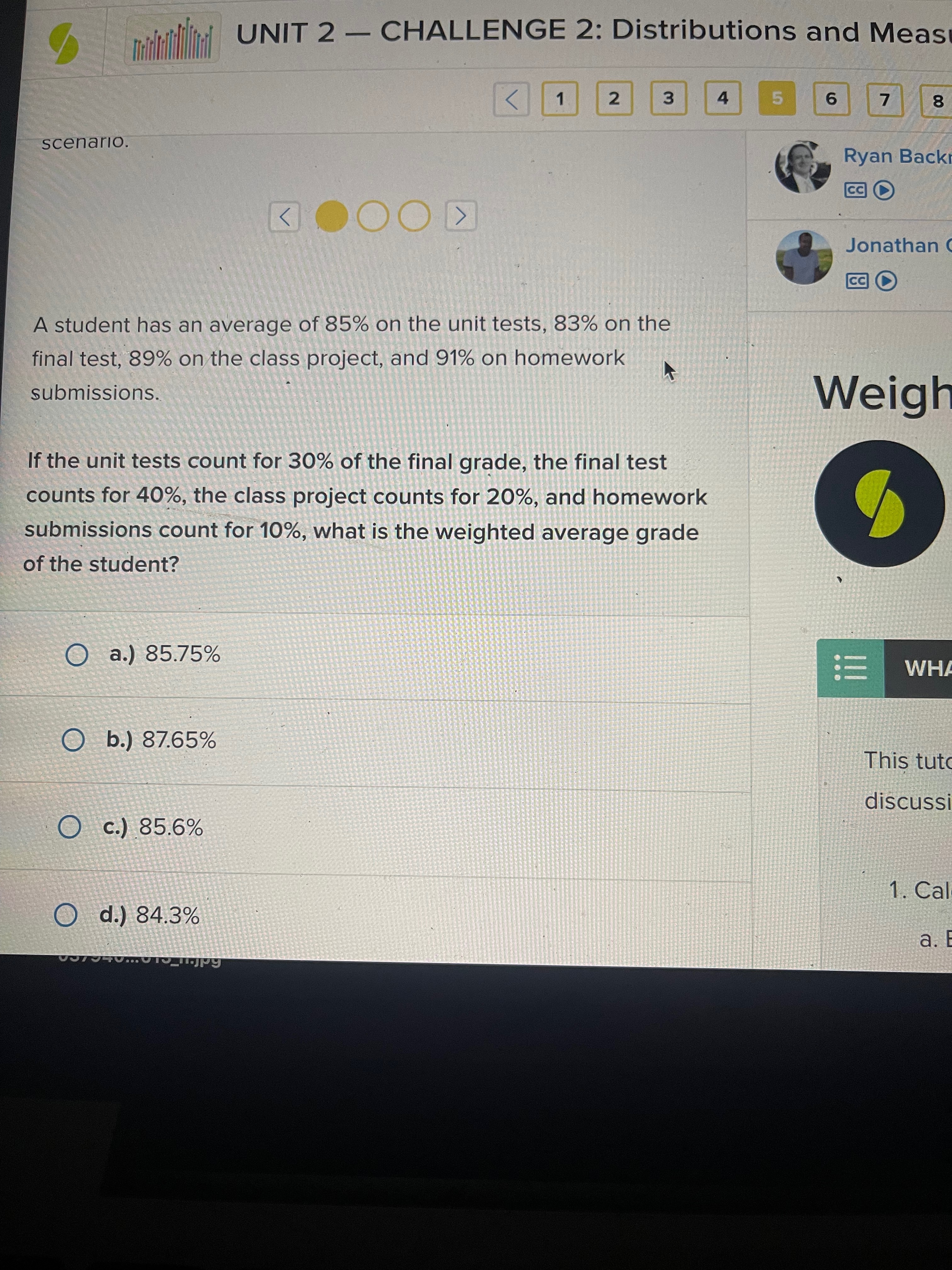 UNIT 2 - CHALLENGE 2: Distributions and Meas 1 2 3