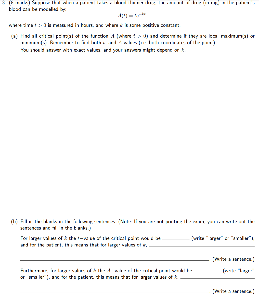 pls see attach 3. (8 marks) Suppose that when a patient takes