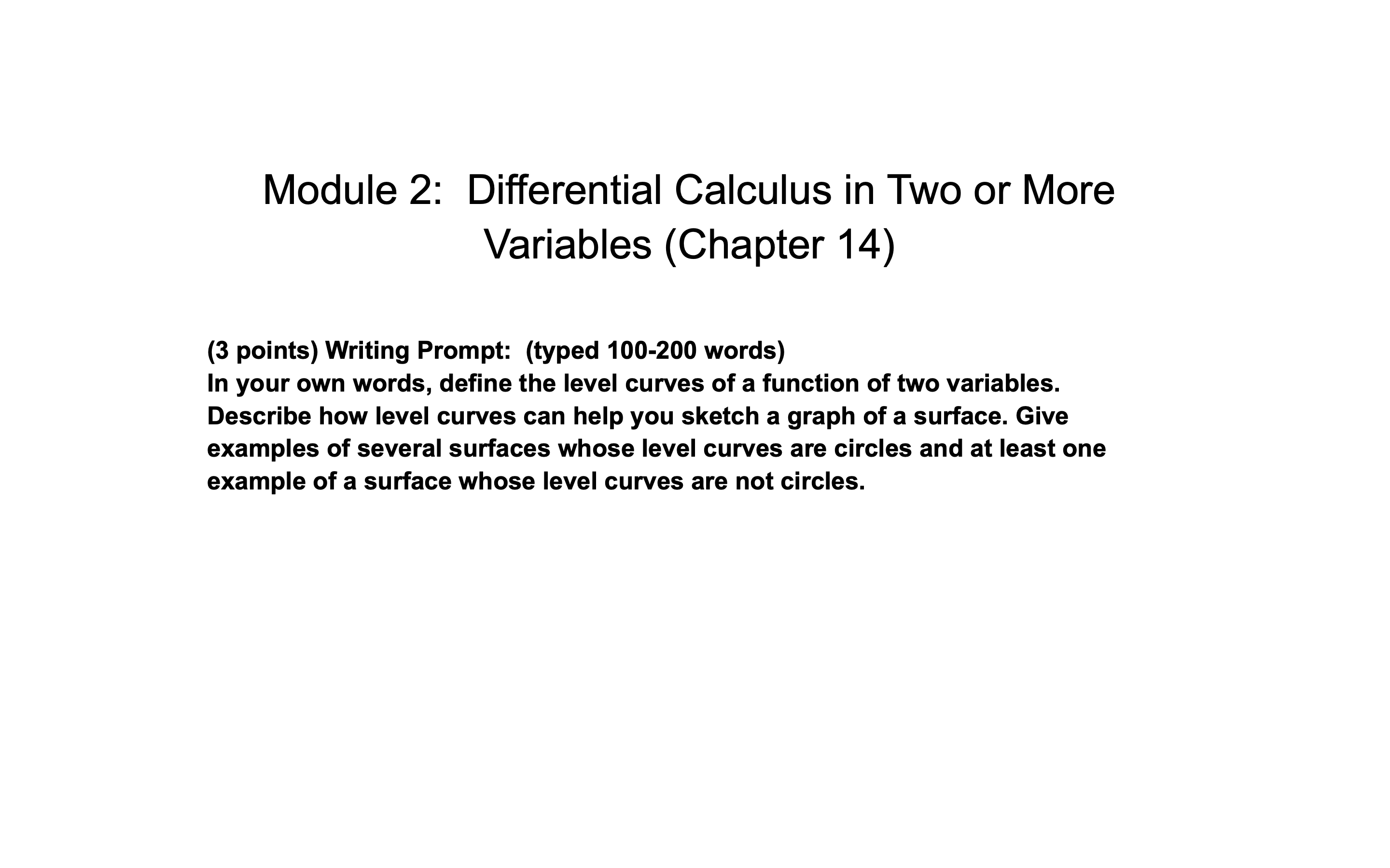  Module 2: Differential Calculus in Two or More Variables (Chapter 14)