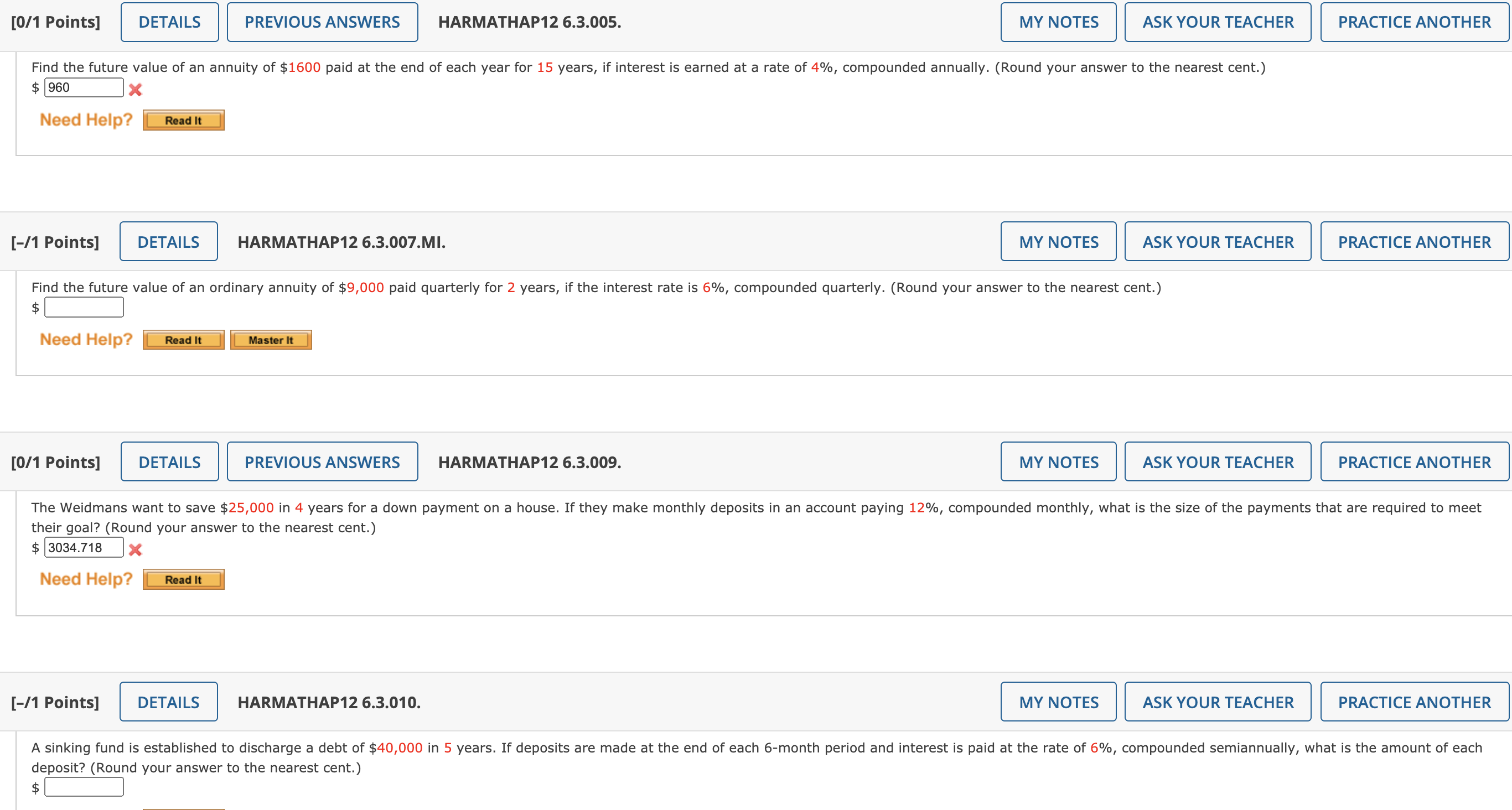 please write answer clear [0/1 Points] DETAILS PREVIOUS ANSWERS HARMATHAP12 6.3.005. MY