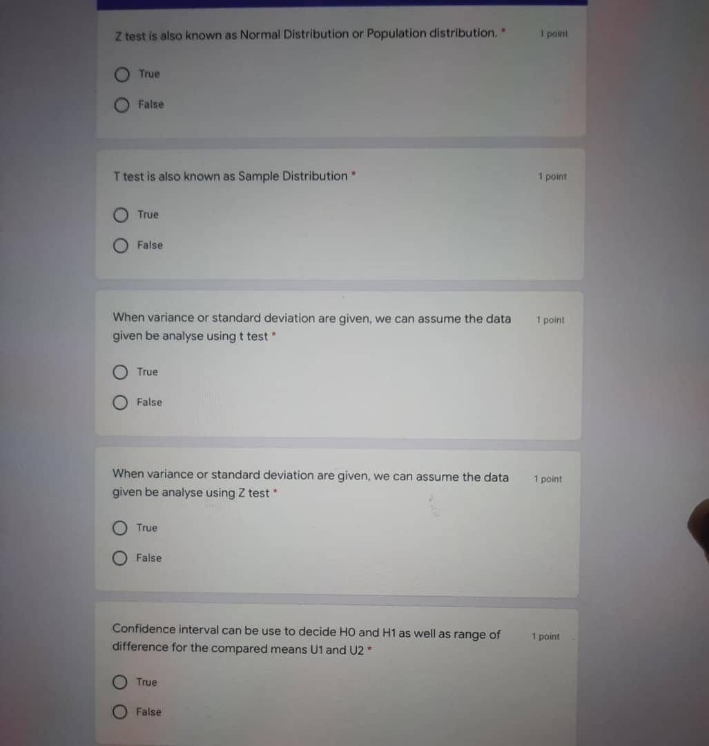 Z test is also known as Normal Distribution or Population distribution.