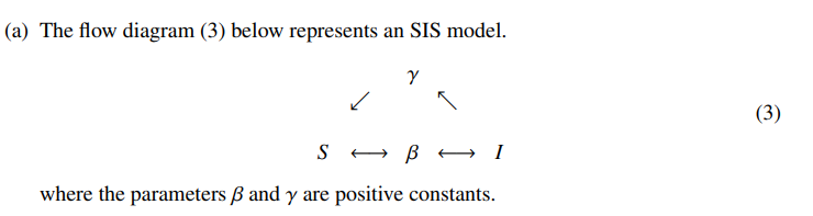 (a) The flow diagram (3) below represents an SIS model. y